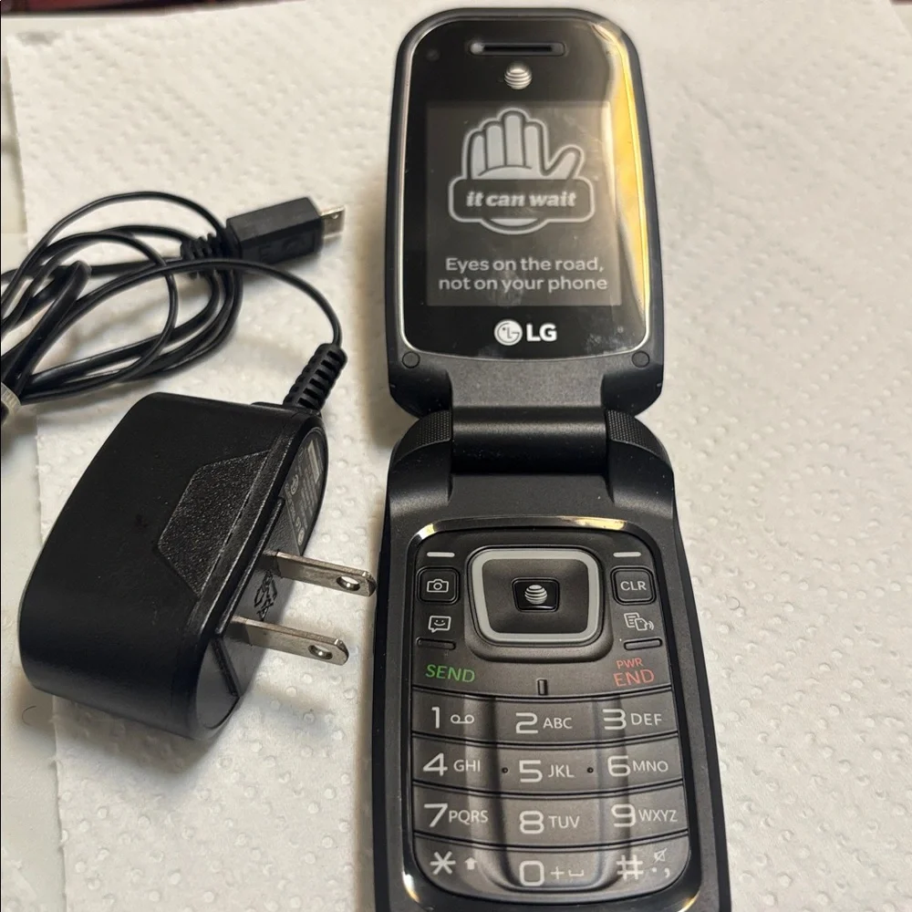 LG Black New Flip Phone with old Charger Included